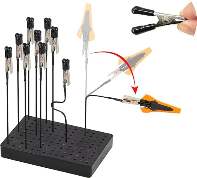 Yocoolfun Model Painting Stand Base Holder and 10PCS Bendable Alligator Clip Sticks Set with Lager Clips,Miniature Model Holder for Painting, Airbrush Hobby Tools Accessories Holder Stand