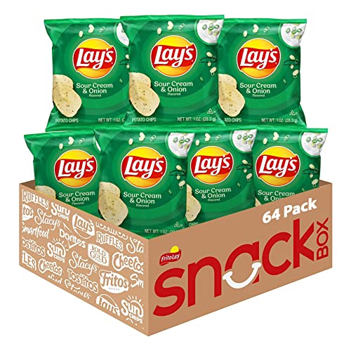 Lay's Potato Chips, Sour Cream & Onion, 1.5 Ounce (Pack of 64) - Sour Cream & Onion - 64 Count