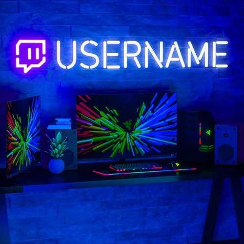 MiMaik Custom Twitch Username Neon Signs for Stream Background Wall Decor, Gamer Tag LED Neon Light, Handmade Personalized Birthday Gift for Gamer (10 inches) - 10''