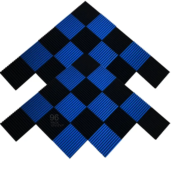 96 Pack Black/BLUE 12"X 12"X1" Acoustic Panels