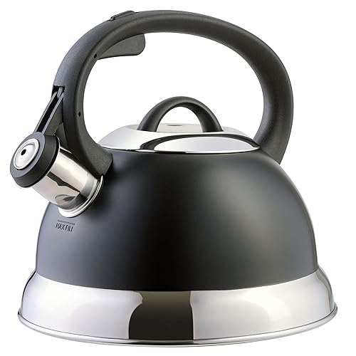 Mr. Coffee Flintshire Stainless Steel Whistling Tea Kettle W/Nylon Handle, 1.75-Quart, Matte Black - Matte Black