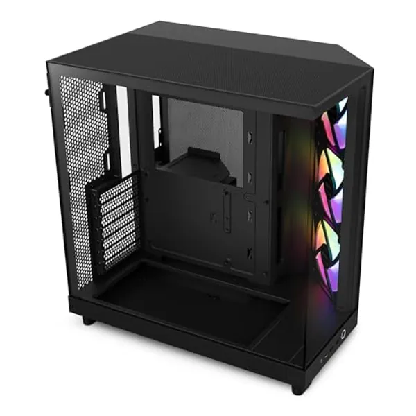 NZXT H6 Flow RGB | CC-H61FB-R1 | Boîtier Moyen-Tour Compact Double Chambre Airflow | Comprend 3 Ventilateurs 120 mm RGB | Panneaux panoramiques en Verre | Haute Performance | Noir