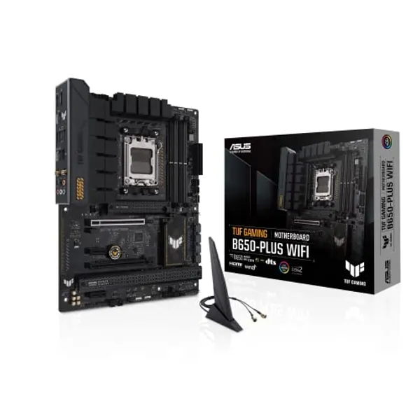 ASUS TUF GAMING B650-PLUS WIFI – Carte mère gaming AMD Ryzen AM5 ATX (14 phases d'alimentation, PCIe 5.0 M.2 support, DDR5, WiFi 6, 2.5 Gb Ethernet, USB4, Aura Sync RGB)