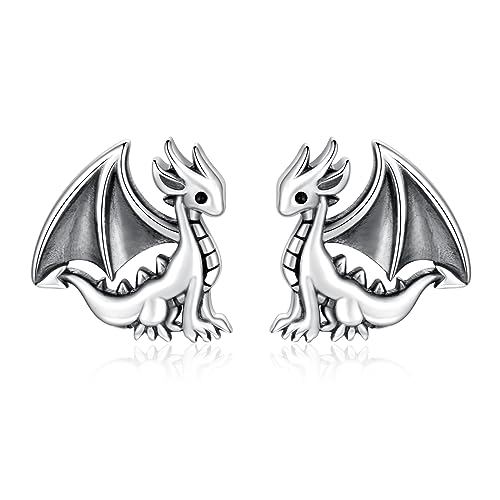 925 Sterling Silver Dragon Corgi Dog Highland Cow Axolotl Horse Penguin Fox Manatee Pig Bunny Earrings Stud Hypoallergenic Cute Animal Jewelry Gifts for Women Teen Girls