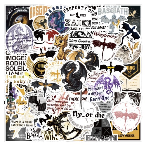 120 stuks Fourth Wing stickers, inspirerende drakenstickers, positief motiverend vinyl, waterdicht, graffiti, skateboard, scrapbook, laptopstickers voor tieners