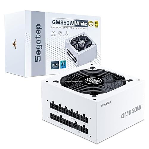 Segotep GM850 White Power Supply 850W, PCIe 5.1 & ATX 3.1 Full Modular 80 Plus Gold PSU for NVIDIA RTX 40/50 Series and AMD Graphics Cards, 100% Japanese 105°C Capacitor - 850W-White