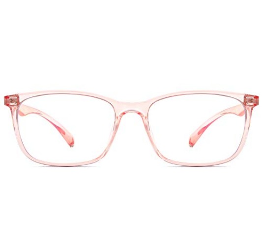 ANRRI Blue Light Blocking Glasses for Computer Use, Anti Eyestrain Lens Lightweight Frame Eyeglasses - Pink