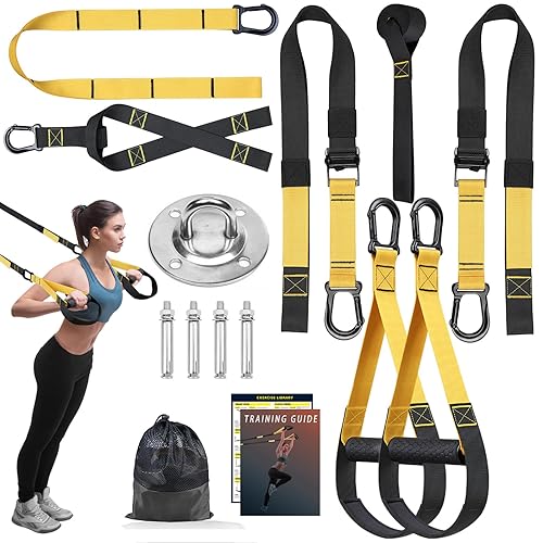 noxozoqm Home Resistance Training Kit,Resistance Trainer Exercise Straps with Handles,Door Anchor,Training Guide,Wall Mount Bracket, Bodyweight Resistance Straps for Full-Body Workout for Home Gym.
