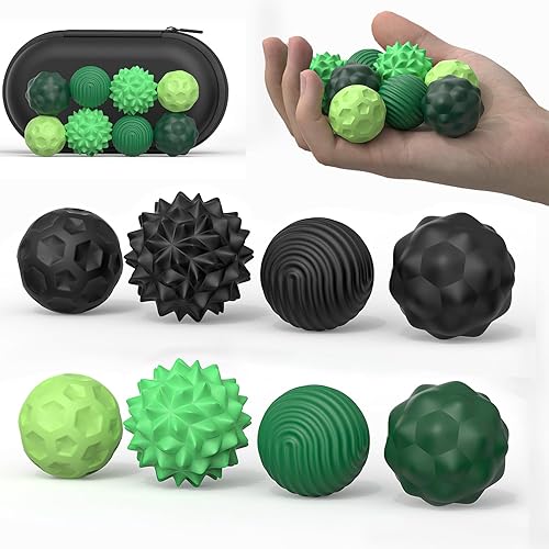 Magnetic Balls Fidget Toy - 8pcs Sensory Attraction Stress Balls with Silicone Shell for Adults to Calm Restless Hands Anxious Mind, Fidget Magnet Balls Desk Toy for Office Stress Anxiety Relief - Green and Black