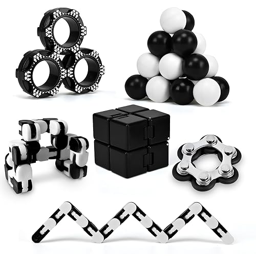 Fidget Toys Adults Stress Relief Sensory Fidgets Ball Wacky Tracks for Kids Teen Cool Gadget Desk Office Anxiety Toy Infinity Cube Figette Ring Flippy Chain for Autism ADHD Valentines Gift for Boy Men