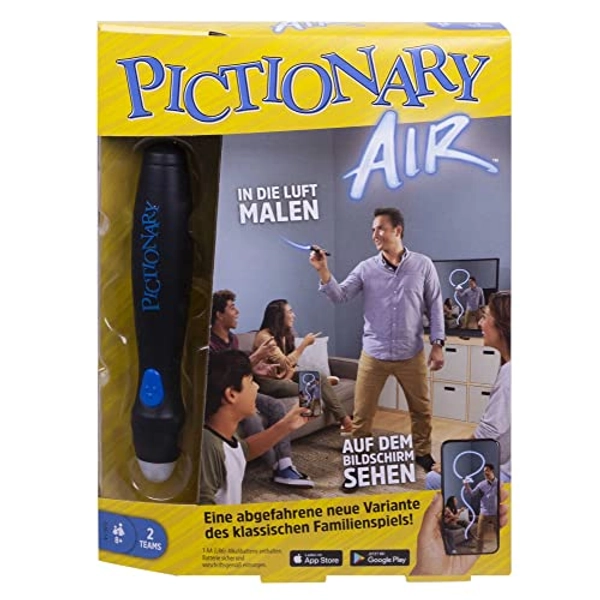 Mattel Games Pictionary Air, 'In die Luft Malen' Scharade - Zeichenspiel mit Lichtstift und Begriffskarten, Deutsche Version, verbunden mit der kostenlosen App, Gesellschaftsspiel, ab 8 Jahren, GJG14