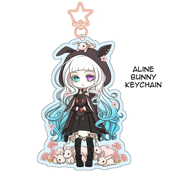 PRE-ORDER Everwake Aline Bunny Chibi 2.5&quot; Acrylic CHARM Keychain + Bundle Option