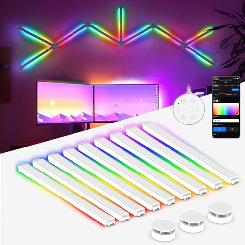 KOBAIBAN LED Light Bar, Smart Wall Light with Music Sync, Creative Plug in Wall Light Wi-Fi LED Gaming Lights Works with Alexa for Room Decor, Living Room, Esports Room, 9 Pack - 9 PCS