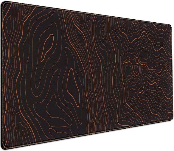 DCJJM Black Orange Desk Mat XXL, Gaming Mouse Pad Large with Stitched Edge, Cool Minimal Topographic Contours Laptop Keyboard Extended Desktop Protector Office Décor, 31.5x15.75x0.12 in (DMXC08) - Black Orange Topographic Contours