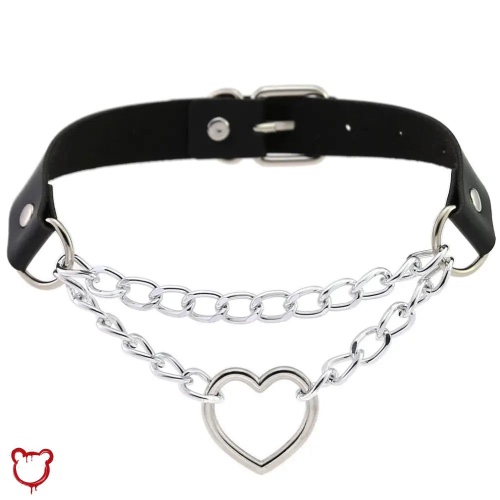 "Black Goth Heart Chain Choker"