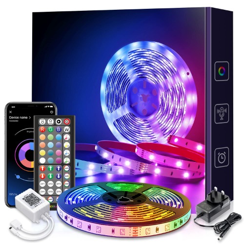 Mexllex LED Strip Lights 5m, 5050 RGB Color Changing Led Strip 5m with 44 Keys Remote,Timing Function, Music Sync Led Lights for Bedroom, Kids Room, Ceiling, Kitchen Party Decoration(1 roll of 5m)