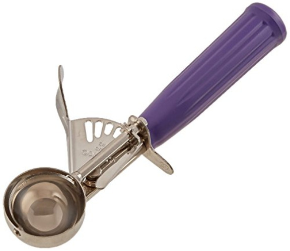 Winco No.40 Ice Cream Disher with Plastic Handle, Purple - Size 40, 7/8 oz capacity - Purple, Stainess Steel