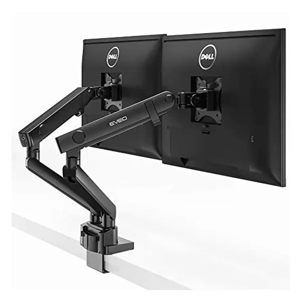 
                            EVEO 17-32” Premium Dual Monitor Stand- Dual Monitor Mount, VESA Mount 75x75 100x100, Ultrawide Screen Desk Mount/Full Motion Dual monitor arm-computer monitor stands for 2 monitors, Holds 17.6lbs/arm
                        