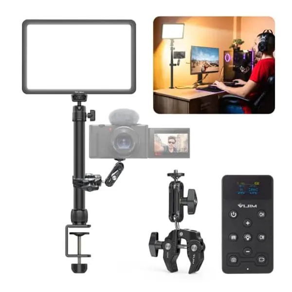 
                            Professional Streaming Key Light VIJIM K12 Pro 11" Desk Mount LED Video Light Panel Lighting Kit with Remote & Super Clamp, Bi-Color Photography Key Light for Game/Studio/Zoom Meetings
                        