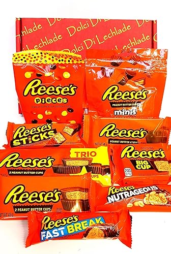 Reeses American Chocolate Gift Set | Reese's American Sweets Peanut Butter Hamper Box By Dolci Di Lechlade | Cups Pieces USA Candy Valentines Day Love Hearts Easter Egg Present Birthday
