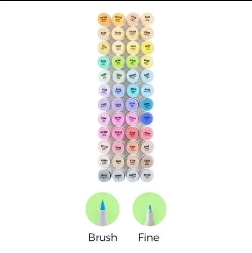 Ohuhu Professional 48 Mid Tone Colours Dual Tips Brush & Fine