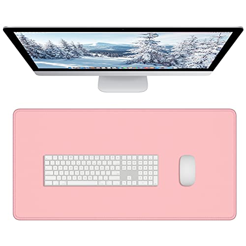 Dapesuom Large Gaming Mouse Pad, Extended Mousepad with Stitched Edges, Water Resist Keyboard Pad with Non-Slip Base, Big XXL Mousepad Desk Mat for gamer, Laptop, Computer, Office, 31.5x15.7in, Pink - Pink - XXL Large (80x40cm)