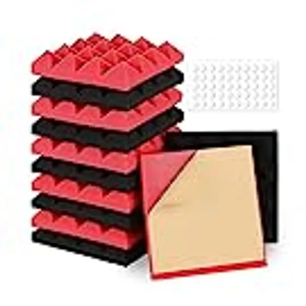 Kaqiluo 12-Pack Acoustic Panels Sound Proof Foam Panels for Walls, 2" x 10" x 10" High Density Fire Proof Noise Absorbing Panels, Acoustic Noise Canceling Panels for Studio Recording, Home Office