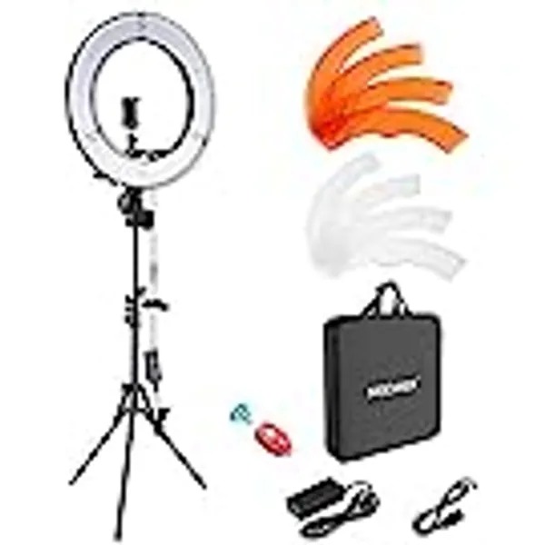 Neewer Ring Light Kit:18"/48cm Outer 55W 5500K Dimmable LED Ring Light, Light Stand, Carrying Bag for Camera,Smartphone,YouTube,TikTok,Self-Portrait Shooting, Black, Model:10088612