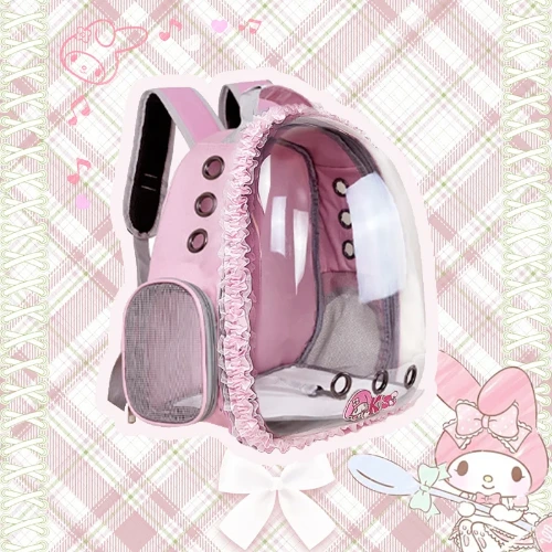 Cinnamoroll Double Shoulder Pet Backpack Pink Transparent Cat Bag Outdoors Pet Backpack - AliExpress 