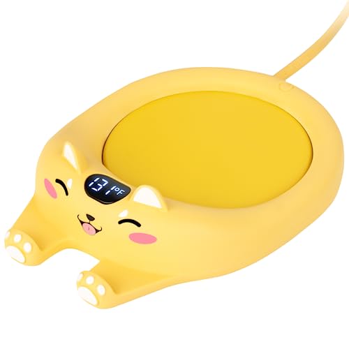 PUSEE Mug Warmer,Coffee Warmer for Desk Coffee Cup Warmer Auto Shut Off,Smart Candle Warmer with 3 Temp Settings,Electric Beverage Warmer Plate for Coffee,Cocoa,Tea,Water and Milk (Not Include Cup) - Adorable Yellow