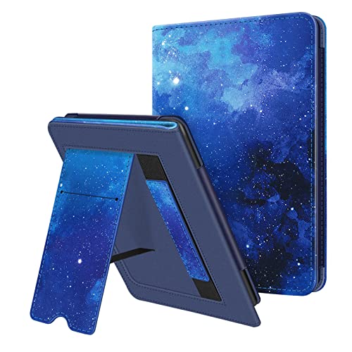 Fintie Stand Case for 6.8" Kindle Paperwhite (11th Generation-2021) and Kindle Paperwhite Signature Edition - Premium PU Leather Sleeve Cover with Card Slot and Hand Strap, Starry Sky - starry sky