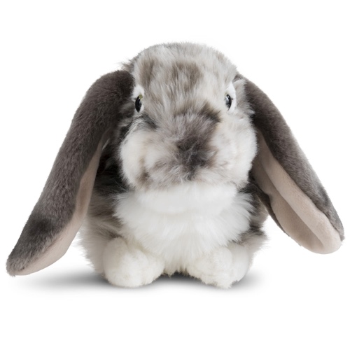 Living Nature Grey Dutch Lop Eared Rabbit , Realistic Soft Cuddly Bunny Toy, Naturli Eco - Friendly Plush, 26cm
