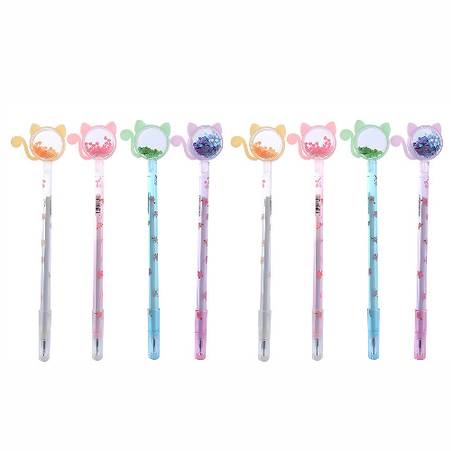 Jancosta Stationery Kawaii Gel Pen School Office Supply Novel Cat Glitter Recreation Cute Gel Pen (8 Pieces)