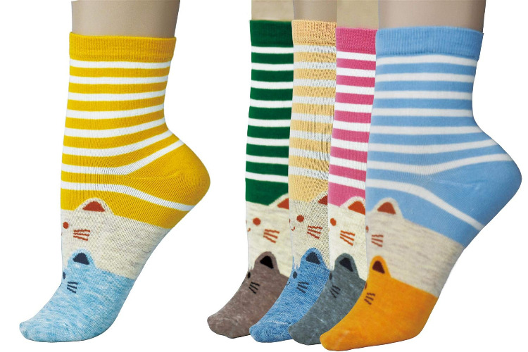 Vinsani® Cat Dog Owl Pet Animal Cute Print Socks 5 Pairs Pack - Multi Design & Colour OneSize Fits All Cotton Socks