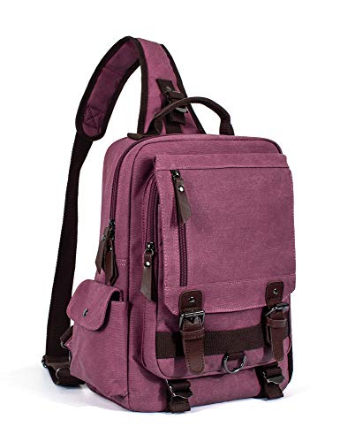 Leaper Canvas Messenger Bag Sling Bag Cross Body Shoulder Bag Purplish Red, L - Purplish Red - Large