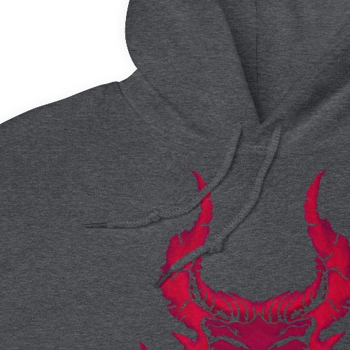 Red Dragon Head Hoodie (Unisex) - Dark Heather / XL
