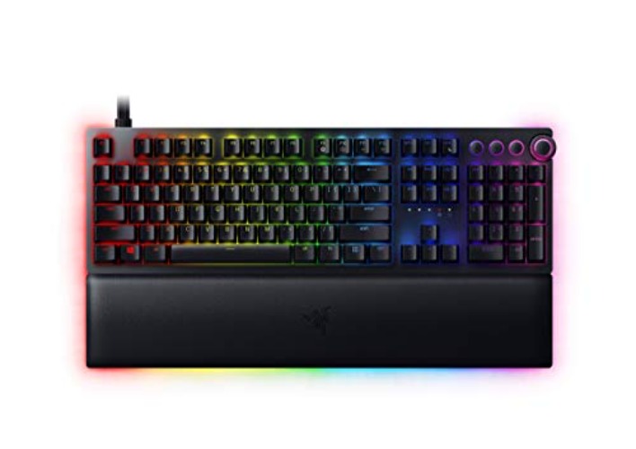 Razer Huntsman V2 Analog Gaming Keyboard: Adjustable Actuation via Analog Optical Switches - Rapid Trigger Mode - Chroma RGB Lighting - Magnetic Wrist Rest - Dedicated Media Keys & Dial - Black - Classic Black - Huntsman V2 - Analog Optical Switches