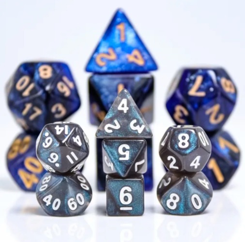 Mini Feywild Frost -Iridescent dice set - 7 piece RPG dice set