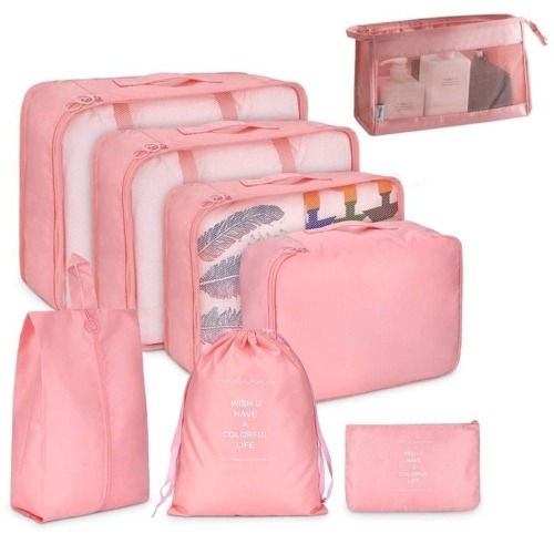 8 PCS Set Waterproof Organizer Storage Bag - Pink