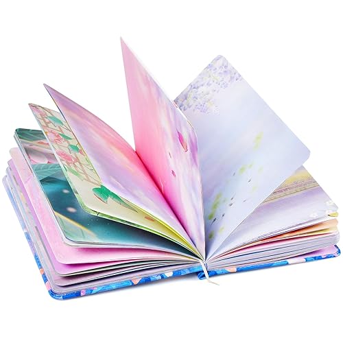 OMEYA PU Leather Colorful Blank Writing Journal for Women, Hardcover Notebooks Personal Diary, Beautiful Journal to Write in, Art Sketchbook, Gift for Women Girls, 258 Pages（deep Blue & Moon） - deep blue & moon