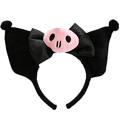 Kuromi Hairpin Ear Headband Cinnamon Girls Kawaii Costume Cosplay Halloween Christmas Melody Plush Hairband Gift - Black