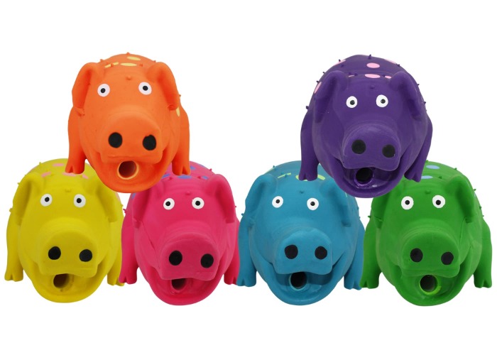 Multipet's 9-Inch Latex Polka Dot Globlet Pig Dog Toy, Assorted Colors - 9" Assorted