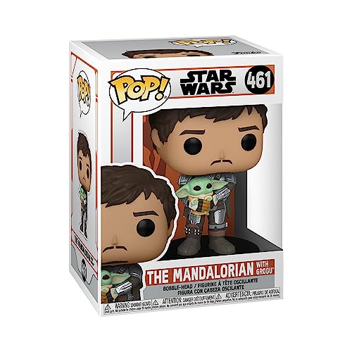 POP Funko Star Wars: The Mandalorian - Mandalorian (Din Djarrin) Holding The Child (Grogu), Multicolor (54525) - Funko