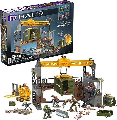 Mega Halo Infinite Building Toys Set, Floodgate Firefight with 634 Pieces, 4 Micro Action Figures, Poseable Articulation, Accessories, Kids or Adult (Amazon Exclusive) - Multicolor