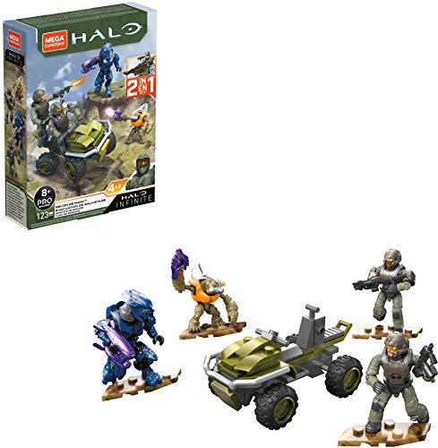 Mega Construx Halo Recon Getaway mongoose vehicle Halo Infinite Construction Set with UNSC Marine character figure, Building Toys for Kids