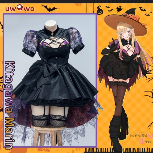 【In Stock】Uwowo Anime My Dress-Up Darling Marin Kitagawa Halloween Holiday Cute Sexy Cosplay Costume - S ( Costume+Hat)