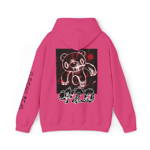 Danger Gloomy Bear Unisex Hooded Sweatshirt | 2XL / Heliconia