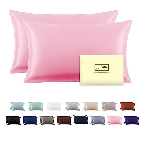 Silk Pillowcase for Hair and Skin,Soft,Breathable and Sliky 100% Silk Pillowcases King Set of 2,Both Sides Natural Mulberry Silk Pillow Cases with Hidden Zipper(King Size 20"X 36",2pcs) - Pink-2 Pack - King（20"X 36"）