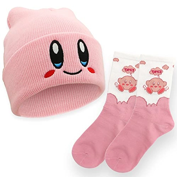 Ohjijinn Anime Beanie Pink Beanie Cute Kawaii Knit Hats, Funny Beanie Hat Winter Skiing Slouchy Warm Cap for Men Women