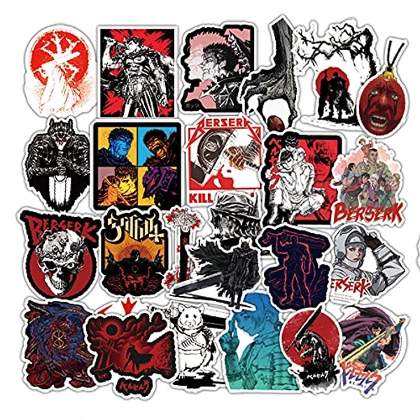 Berserk Stickers Anime Stickers, Water 25PCS Vinyl Waterproof Aesthetics, Laptop Suitable for Skateboards, Bumpers, Helmets, Luggage, 2-4inch